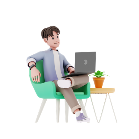 Man holding Laptop  3D Illustration