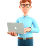 graphics of man holding laptop