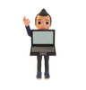 Man Holding Laptop And Ok Sign