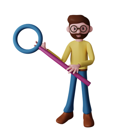 Man holding magnifying glass  3D Illustration