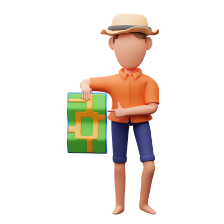 Man holding map  3D Illustration