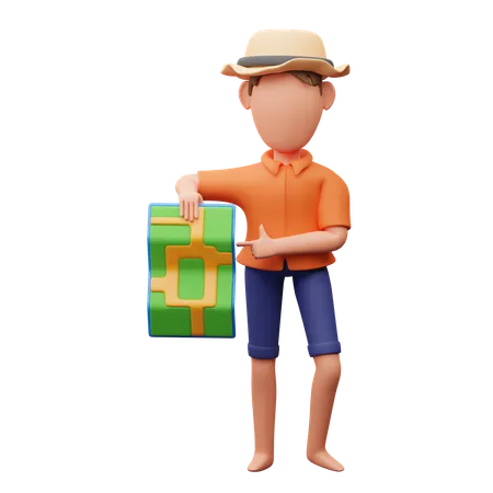 Man holding map  3D Illustration