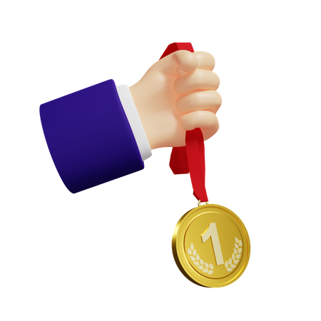 Man Holding Medal  3D Icon