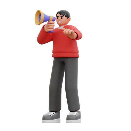 Man holding megaphone  3D Icon