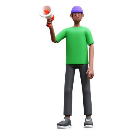 Man holding megaphone  3D Icon