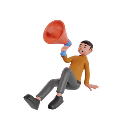 Man Holding Megaphone  3D Illustration