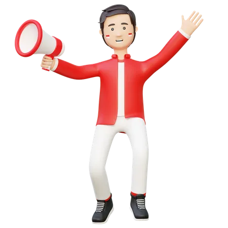 Man holding megaphone  3D Illustration