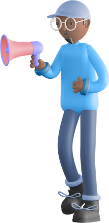 Man holding megaphone  3D Illustration