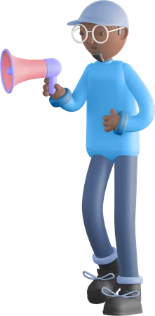 Man holding megaphone  3D Illustration