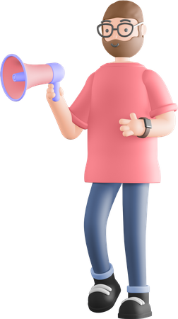 Man holding megaphone  3D Illustration