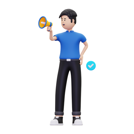 Man holding megaphone  3D Illustration