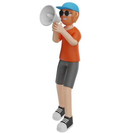 Man Holding Megaphone  3D Illustration