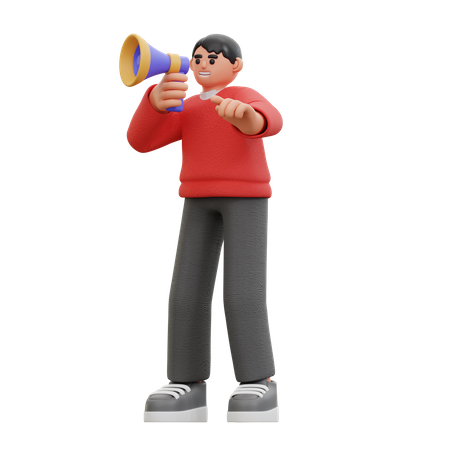 Man holding megaphone 3D Icon