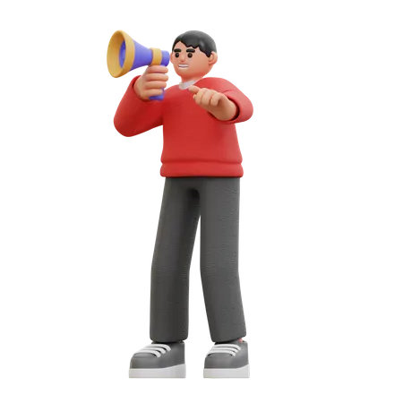 Man holding megaphone  3D Icon