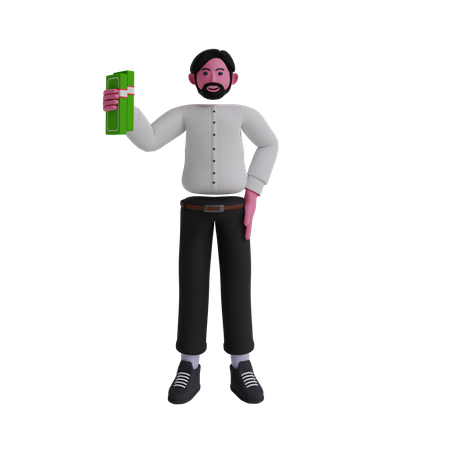 Man holding money  3D Illustration