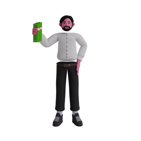 Man holding money  3D Illustration