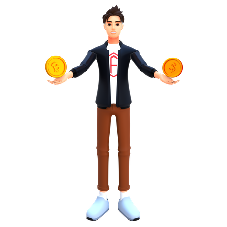 Man holding money in hand  3D Icon