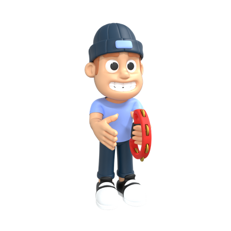 Man holding musical instrument  3D Icon