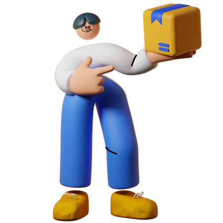 Man Holding Package  3D Icon