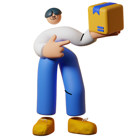 Man Holding Package  3D Illustration