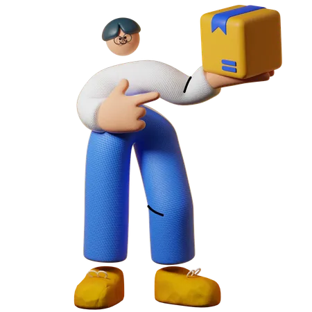 Man Holding Package  3D Illustration