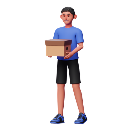 Man Holding Package  3D Illustration