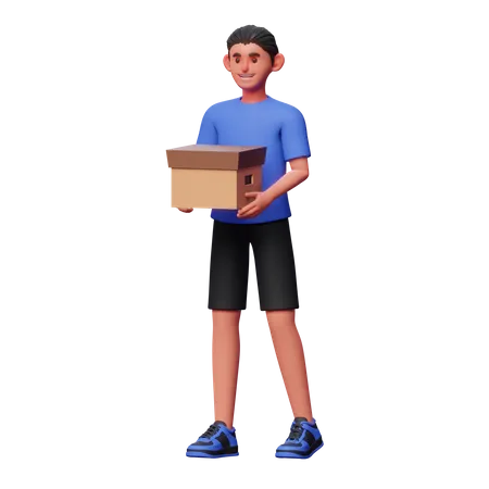 Man Holding Package  3D Illustration