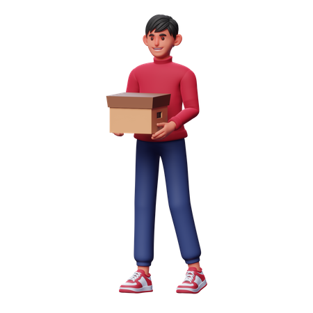 Man Holding Package  3D Illustration