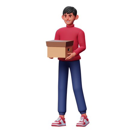 Man Holding Package 3D Illustration