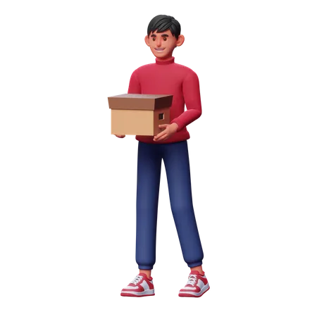 Man Holding Package  3D Illustration