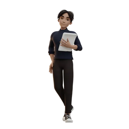 Man Holding Paper  3D Illustration