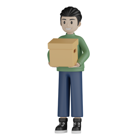 Man holding parcel in hand  3D Illustration