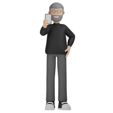 3 D Character Man Holding Phone 3D Illustration