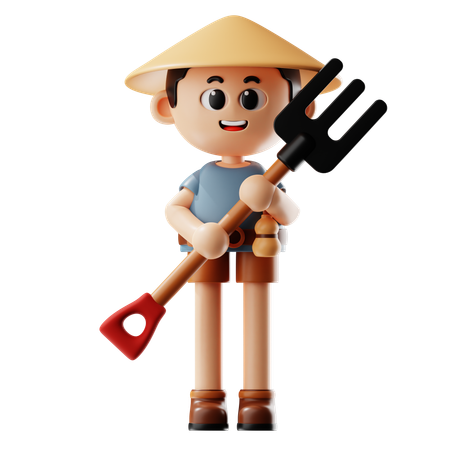 Man Holding Pitchfork  3D Icon