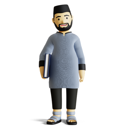 Man holding Quran  3D Illustration