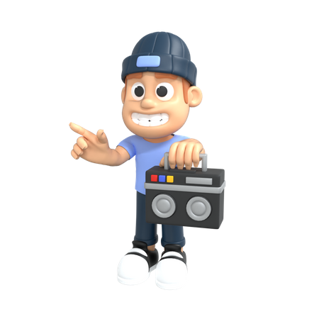 Man holding radio  3D Icon