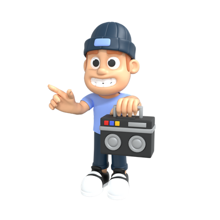 Man holding radio  3D Illustration