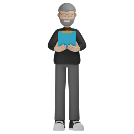 Man Holding Report Paper  3D Icon
