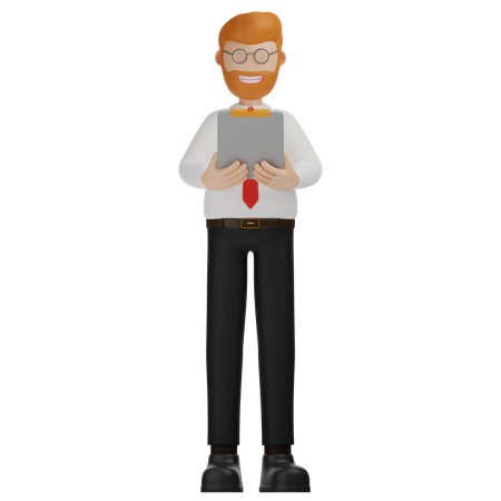 Man Holding Report Paper  3D Illustration