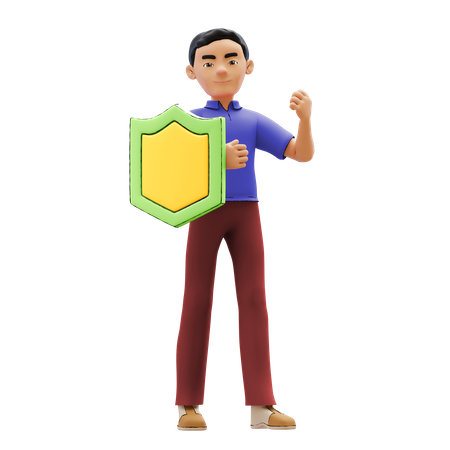 Man holding shield  3D Icon