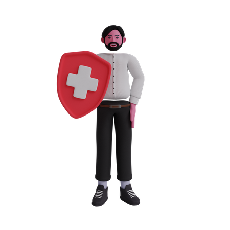 Man holding shield  3D Icon
