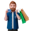 man holding shopping bags and showing credit card