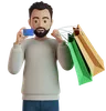 Man Holding Shopping Bags And Showing Credit Card