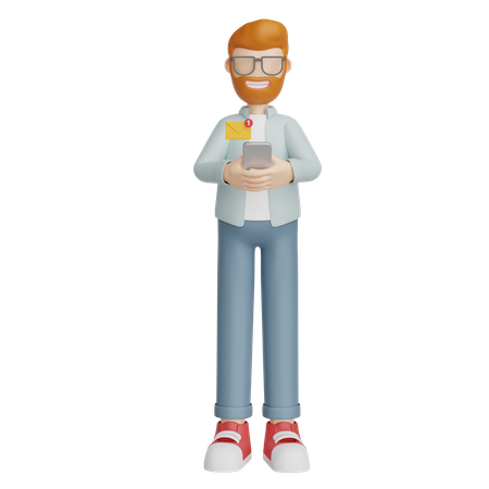 Man Holding Smartphone  3D Illustration