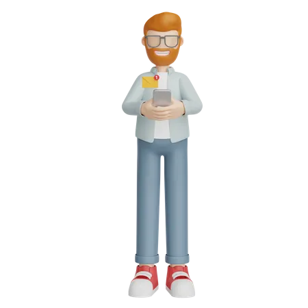 Man Holding Smartphone  3D Illustration