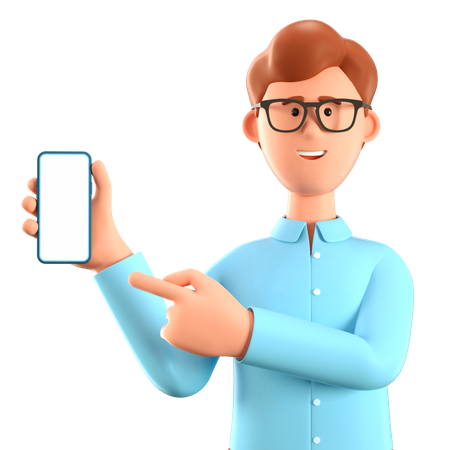 Man holding smartphone and showing blank screen  3D Illustration