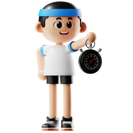 Man Holding Stopwatch  3D Icon