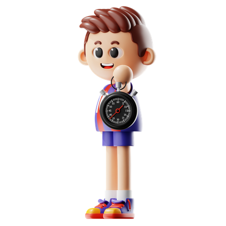 Man Holding Stopwatch  3D Icon