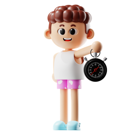Man Holding Stopwatch  3D Icon