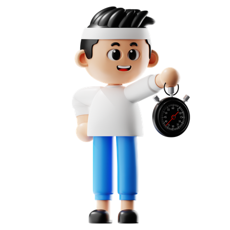 Man Holding Stopwatch  3D Icon